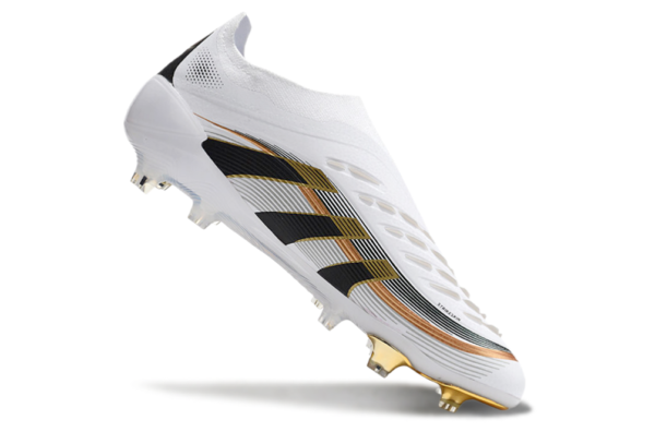 Adidas Predator 2025 Laceless Edition FG (White, Black, Gold Variation) - Image 4