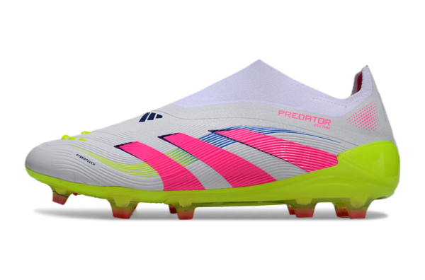 Adidas Predator 2025 Laceless Edition FG (White, Pink, and Neon Green)