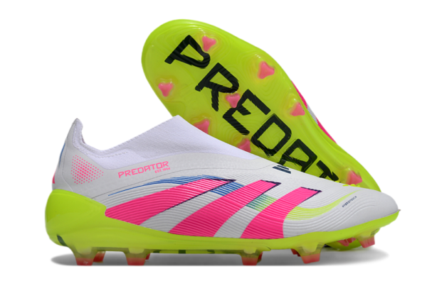 Adidas Predator 2025 Laceless Edition FG (White, Pink, and Neon Green) - Image 3