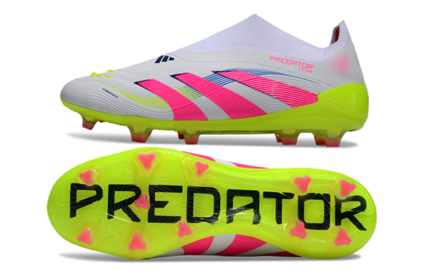 Adidas Predator 2025 Laceless Edition FG (White, Pink, and Neon Green) - Image 7