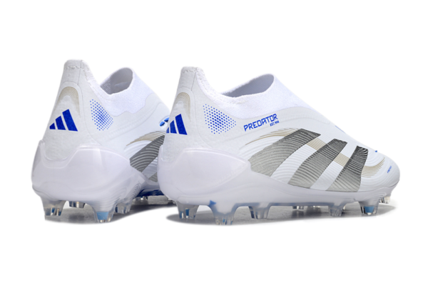 Adidas Predator 2025 Laceless Edition FG (White, Silver, and Blue)