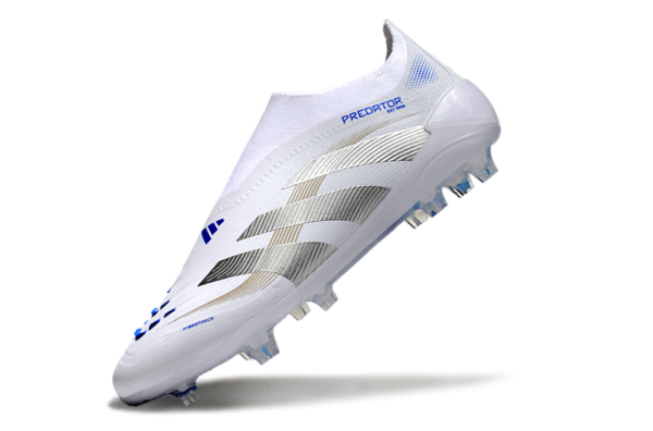 Adidas Predator 2025 Laceless Edition FG (White, Silver, and Blue) - Image 2