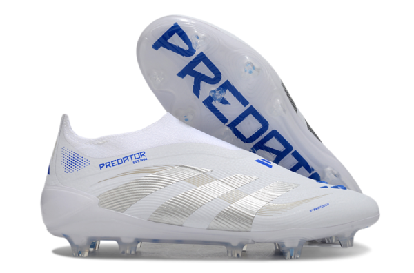 Adidas Predator 2025 Laceless Edition FG (White, Silver, and Blue) - Image 5