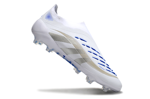 Adidas Predator 2025 Laceless Edition FG (White, Silver, and Blue) - Image 6