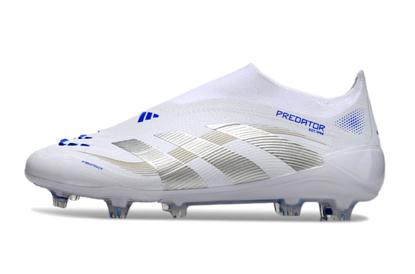 Adidas Predator 2025 Laceless Edition FG (White, Silver, and Blue) - Image 7