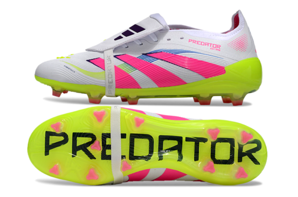 Adidas Predator 2025 Tongue Edition FG (White, Pink, and Neon Green)