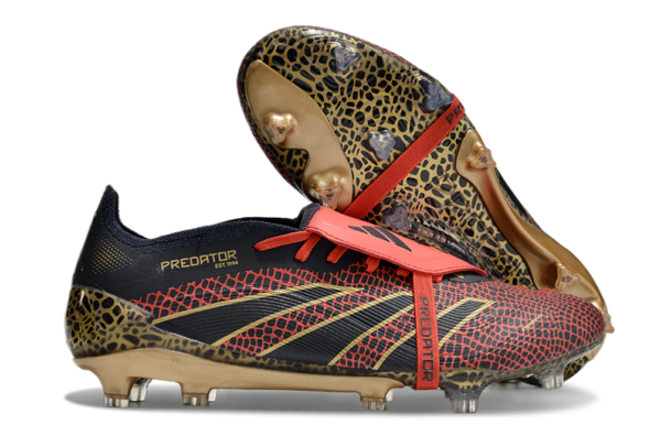 Adidas Predator 2025 Tongue Edition FG (Black/Red/Gold) - Image 2