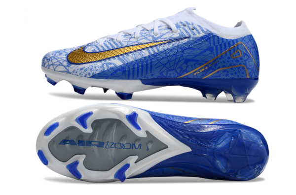 Nike Air Zoom Mercurial Vapor XVI Elite FG (Blue, White, and Gold) - Image 4