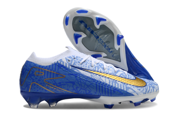 Nike Air Zoom Mercurial Vapor XVI Elite FG (Blue, White, and Gold) - Image 6