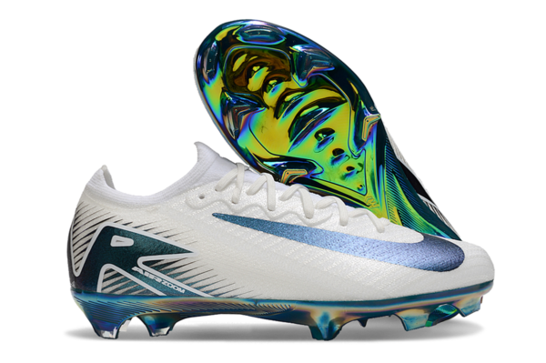 Nike Air Zoom Mercurial Vapor XVI Elite FG (White, Blue, and Iridescent) - Image 6